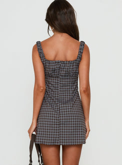 Donnamarie Mini Dress Brown Check