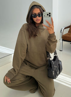 AT Pullover Oversized Hoodie Washed Olive