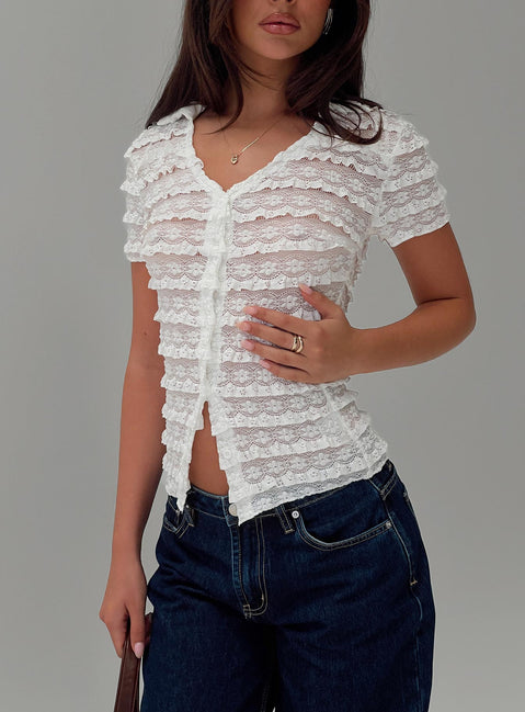 Into Your Eyes Textured Top White