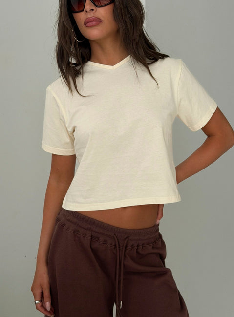 Dealia High V Boxy Tee Yellow