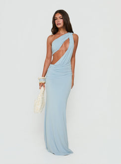 Loletta Draped One Shoulder Maxi Dress Soft Blue
