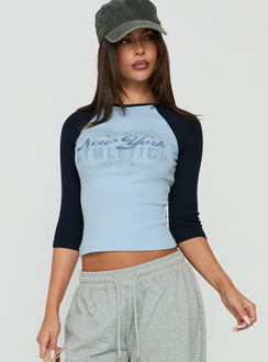 New York Love Raglan Graphic Top Blue / Navy