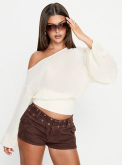 Idalina Slouchy Chiffon Top Cream