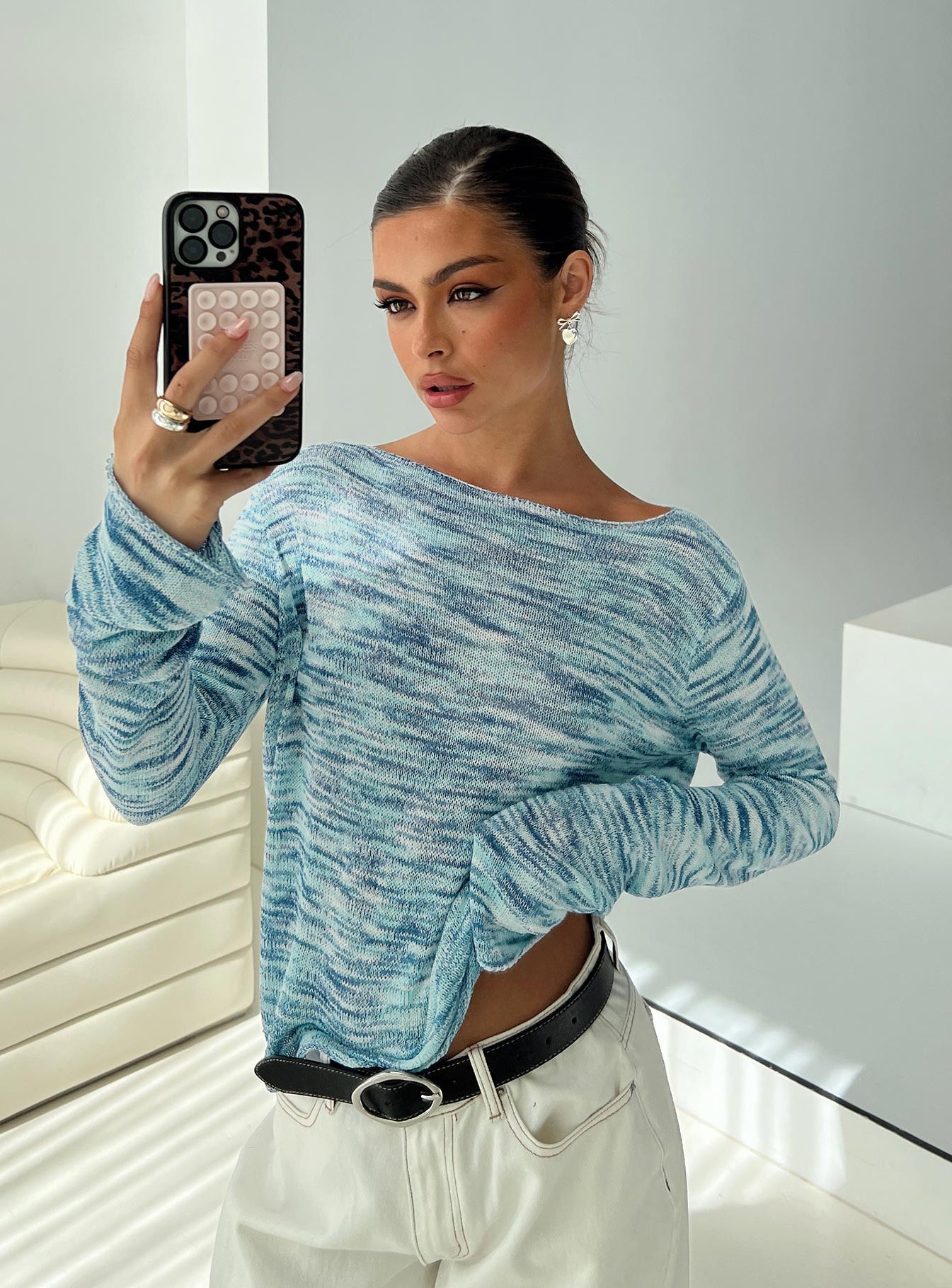 Lay Your Cards Knit Sweater Blue Multi