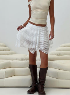   front view of model wearing Princess Polly Blossomia Mini Skirt White Mini Skirts 