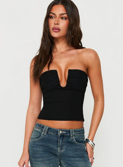 Karisma Strapless Ruched Top Black