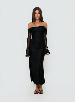 Perdita Long Sleeve Lace Maxi Dress Black