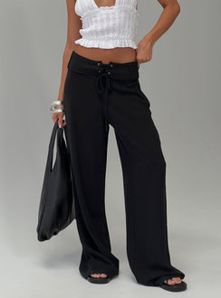 front view of model wearing Princess Polly Raymonde Pants Black High Waisted Pants 