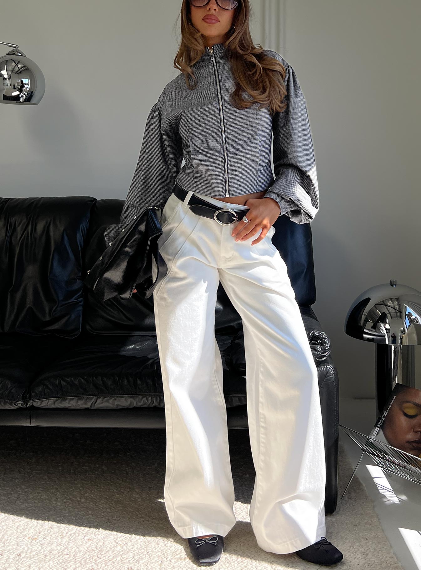 Reaper Mid Rise Baggy Jeans White