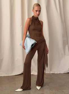 Katiana Wrap Jersey Pants Brown