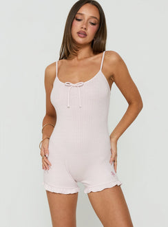 Vespra Frill Detail Sleep Playsuit Baby Pink