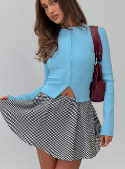 back view of model wearing Princess Polly Sohogirl Flowy Mini Skirt Black / White Gingham Mini Skirts 