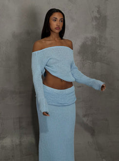 Ravira Wide Neck Knit Sweater Blue