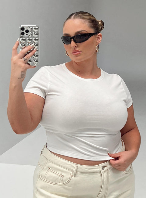product Princess Polly Short Sleeves Crew Neck  Lex Top White Curve