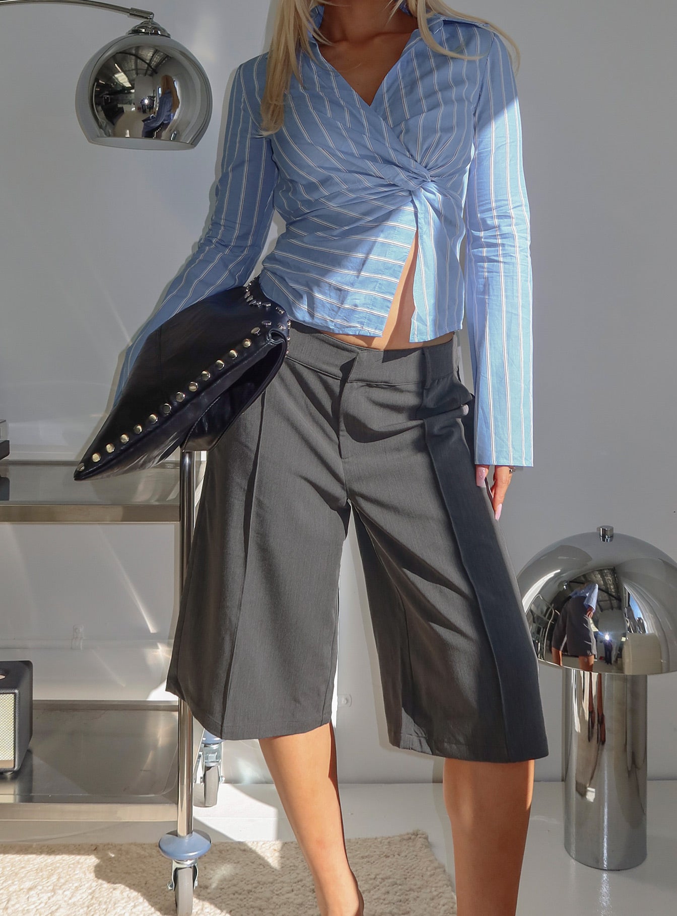 Munro Tailored Longline Shorts Grey