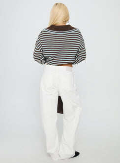 Kaio Mid Rise Barrel Leg Denim Jeans White