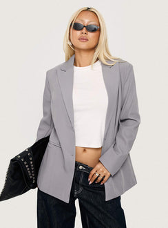 Crowd Pleaser Oversized Blazer Grey