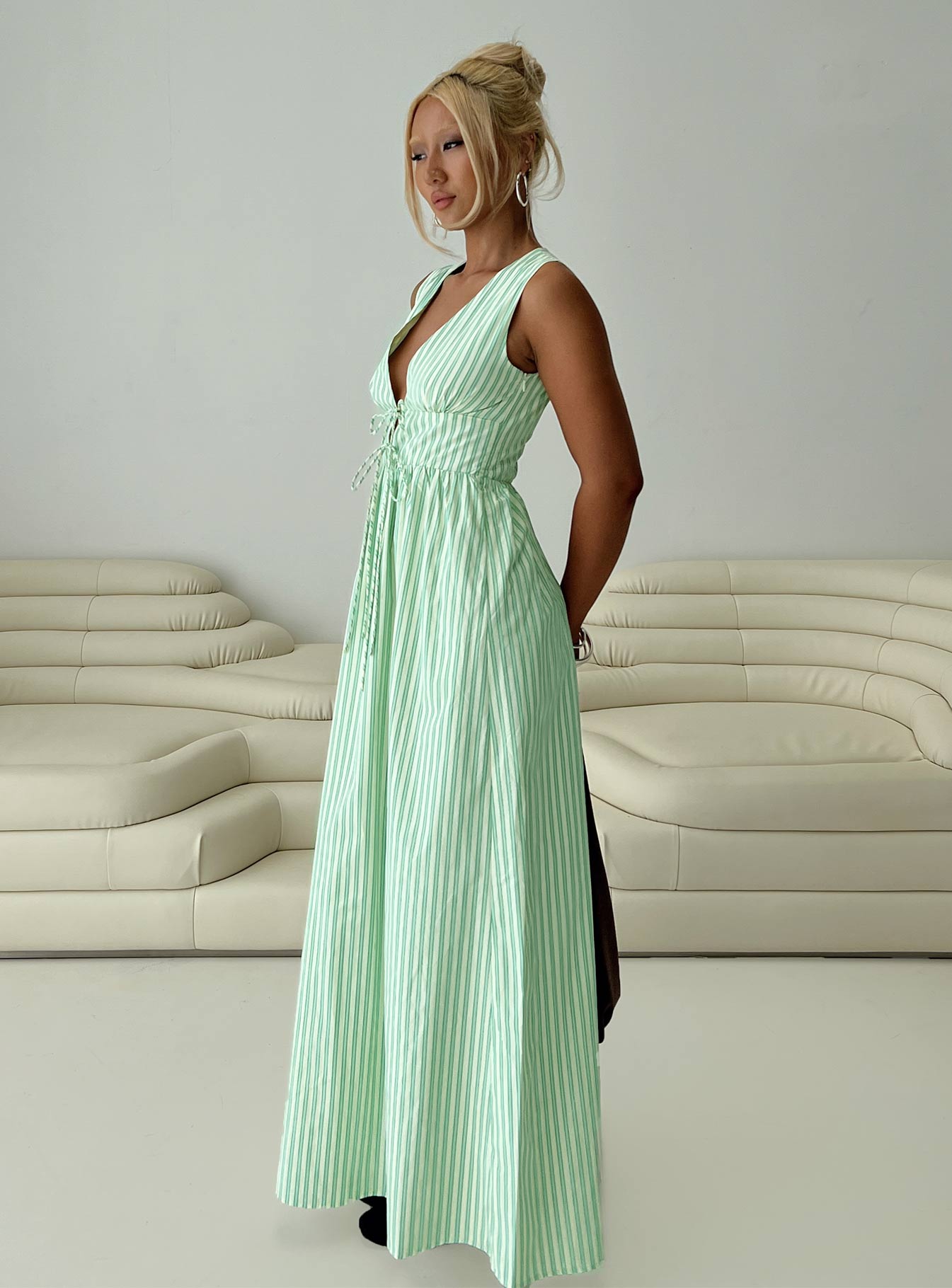 Pokey Maxi Dress Green Stripe