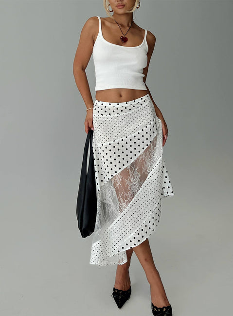 Rennar Maxi Skirt White / Polka Dot Petite