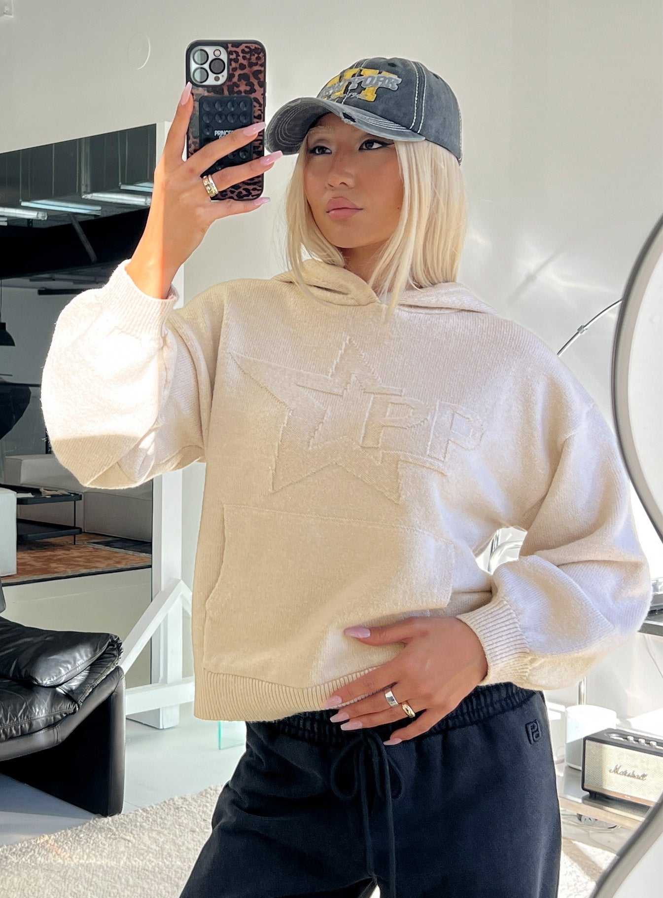 Princess Polly Knit Hoodie Beige