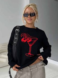 Like A Charm Knit Sweater Black / Red