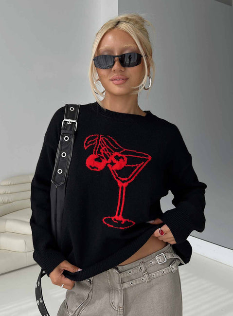 Like A Charm Knit Sweater Black / Red