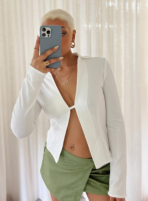 product Princess Polly Full Sleeves Plunger  Haddock Long Sleeve Top White