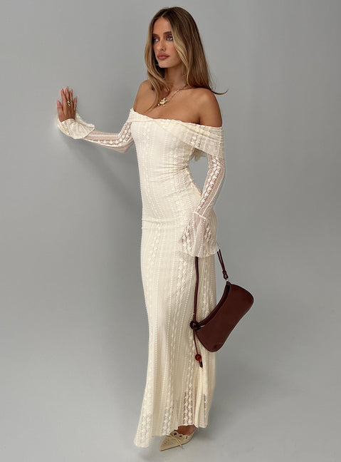 Perdita Long Sleeve Lace Maxi Dress Cream | Princess Polly Perdita Long Sleeve Lace Maxi Dress Cream | Princess Polly