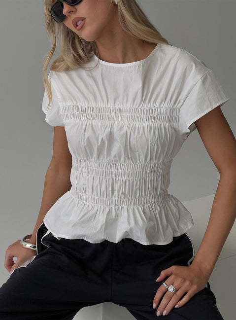 Dripping Diamonds Ruched Top White