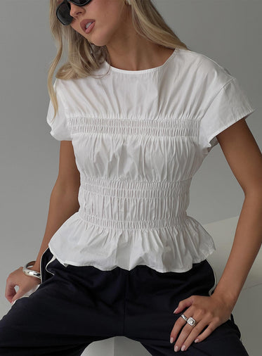 Dripping Diamonds Ruched Top White