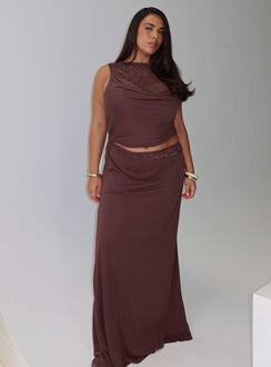 Vesperine Lace Maxi Dress Cocoa Brown Curve