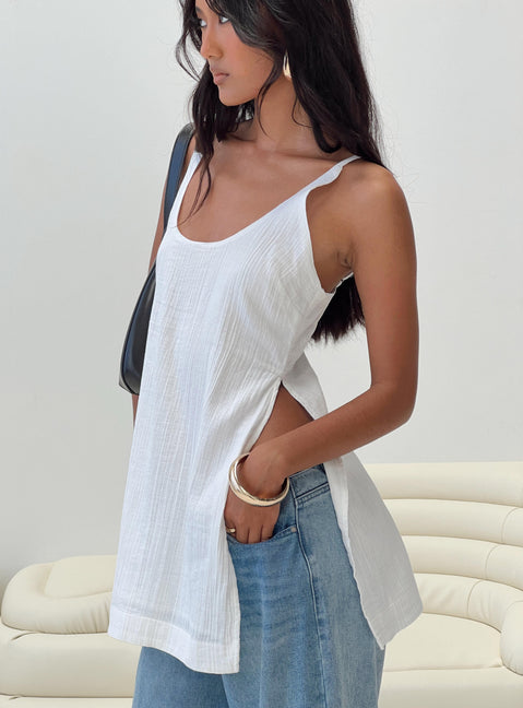 product Princess Polly Sleeveless Crew Neck  Zanzibar Top White