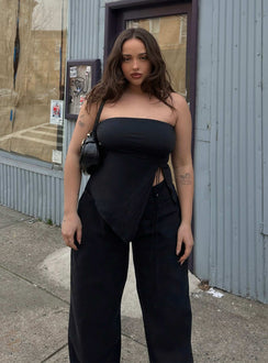 product Princess Polly Sleeveless Asymmetric Neckline  Dessy Strapless Top Black