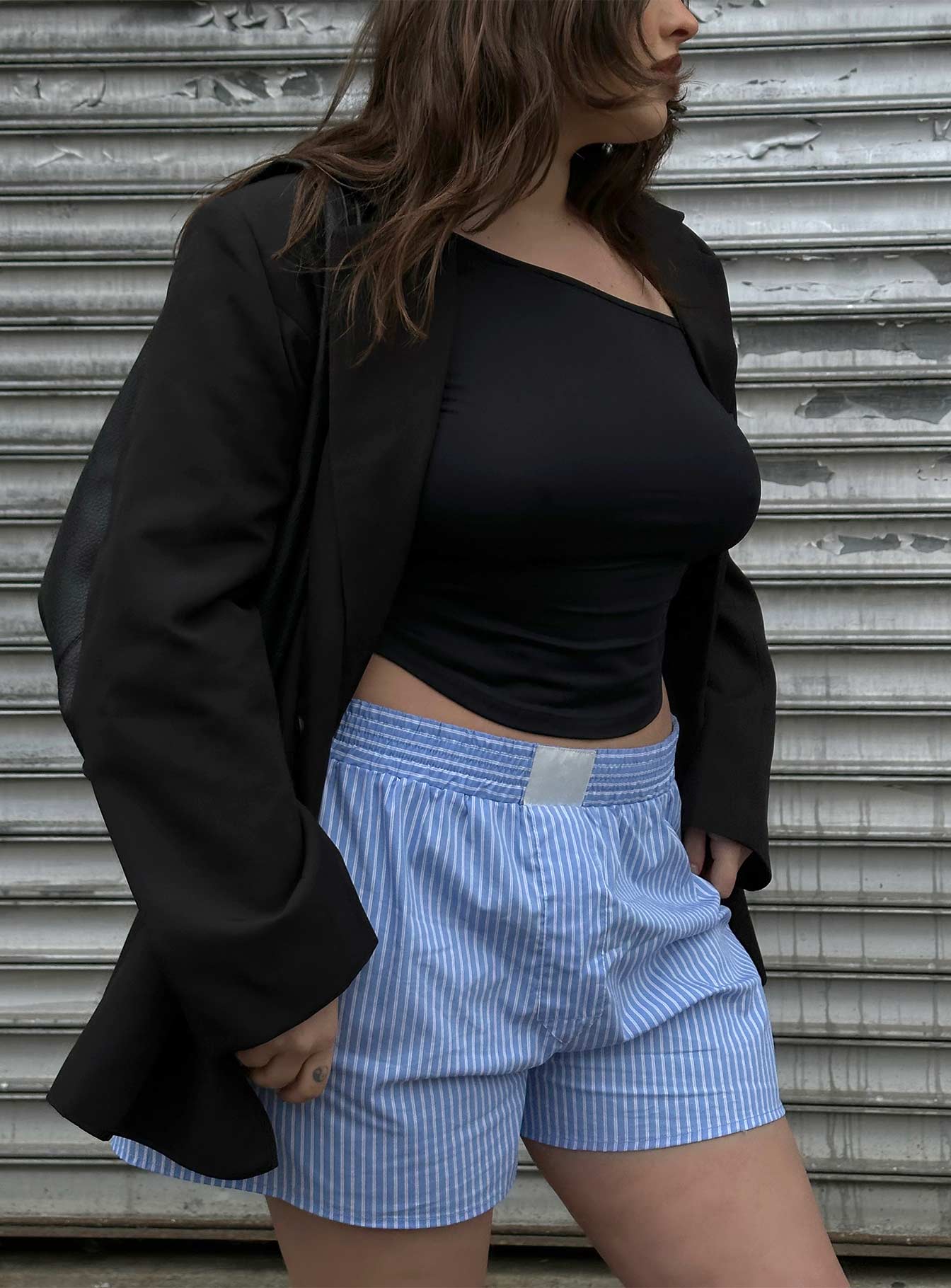 product Cobain Shorts Blue Stripe Princess Polly High Waisted Shorts 