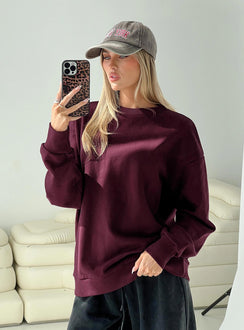 product Princess Polly All Day Crewneck Sweatshirt Wine Long 