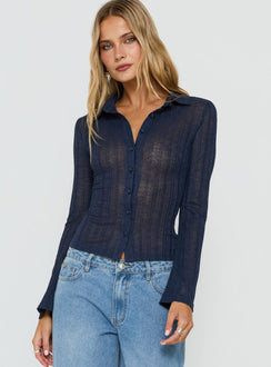 When You Sleep Long Sleeve Top Navy