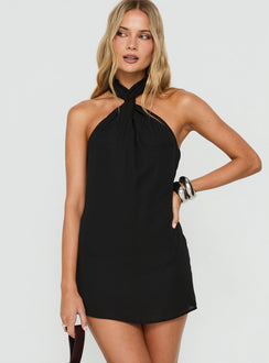 Adalynne Twist Front Mini Dress Black