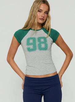 98 Classics Raglan Graphic Top Green / Grey