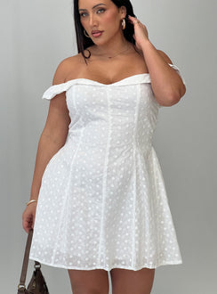 Rosebud Broderie Off The Shoulder Mini Dress White Curve