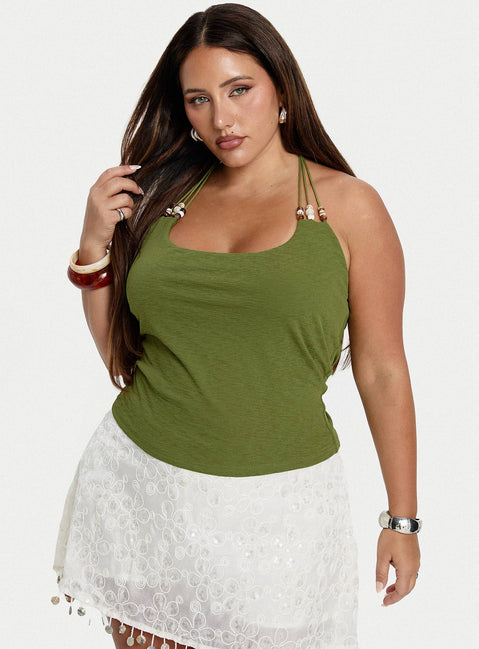 Roller Coaster Bead Detail Top Green Curve