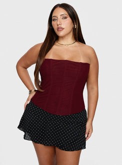 Oscuro Longline Mesh Corset Top Berry Curve