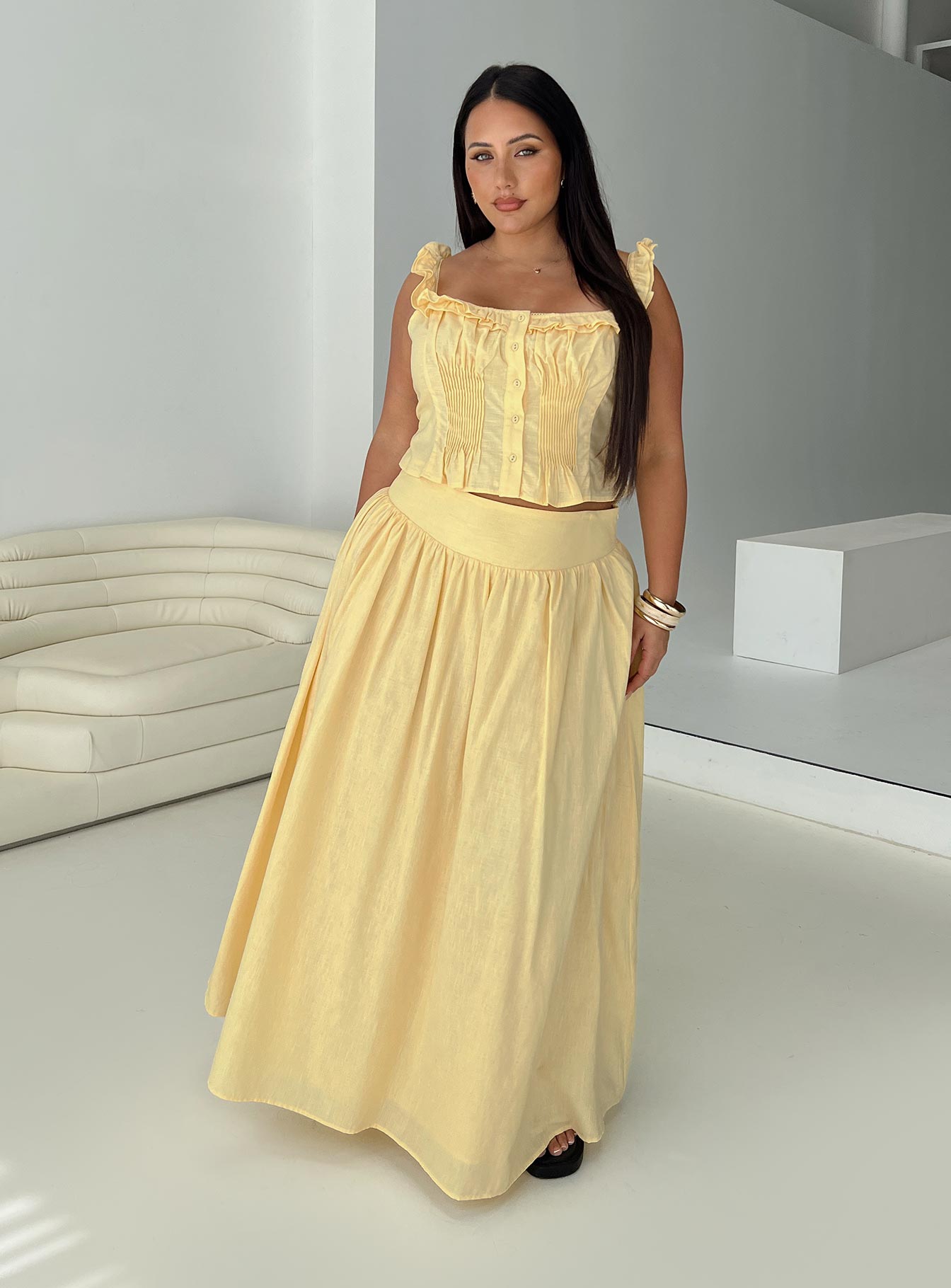Valerio Maxi Skirt Yellow Curve
