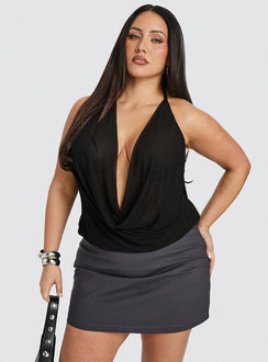 Nicholie Mini Skirt Charcoal Curve