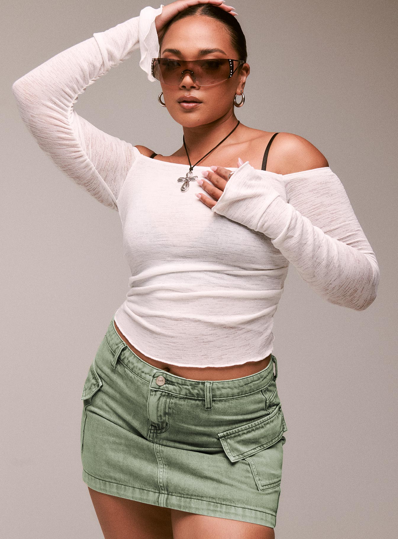 product Zakai Cargo Denim Mini Skirt Green Princess Polly  Mini Skirts 