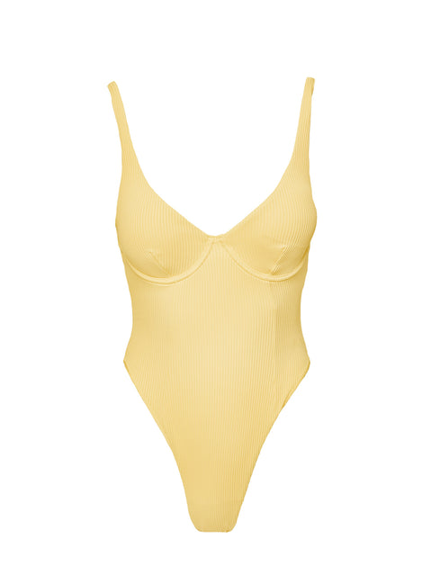 January Underwire Ribbed One Piece Yellow