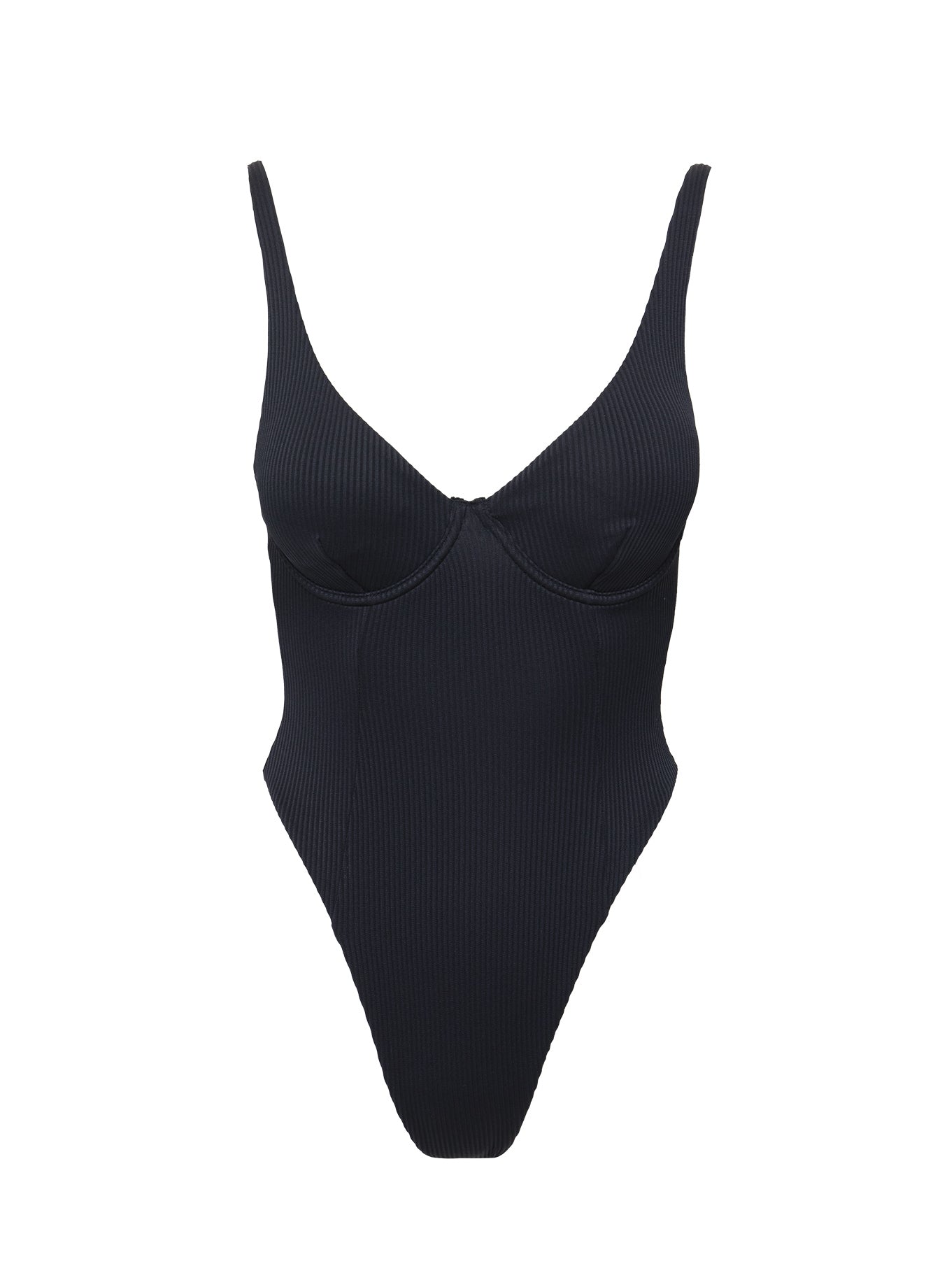 January Underwire Ribbed One Piece Black
