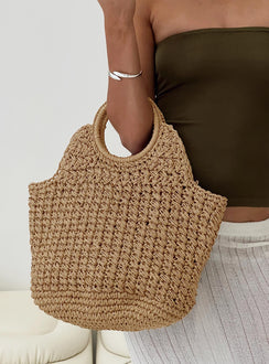 Woven bag Twin fixed handles, flat base