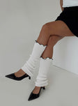 Legwarmers  Soft knit material, below the knee length, contrast stitch detail Good stretch, unlined 