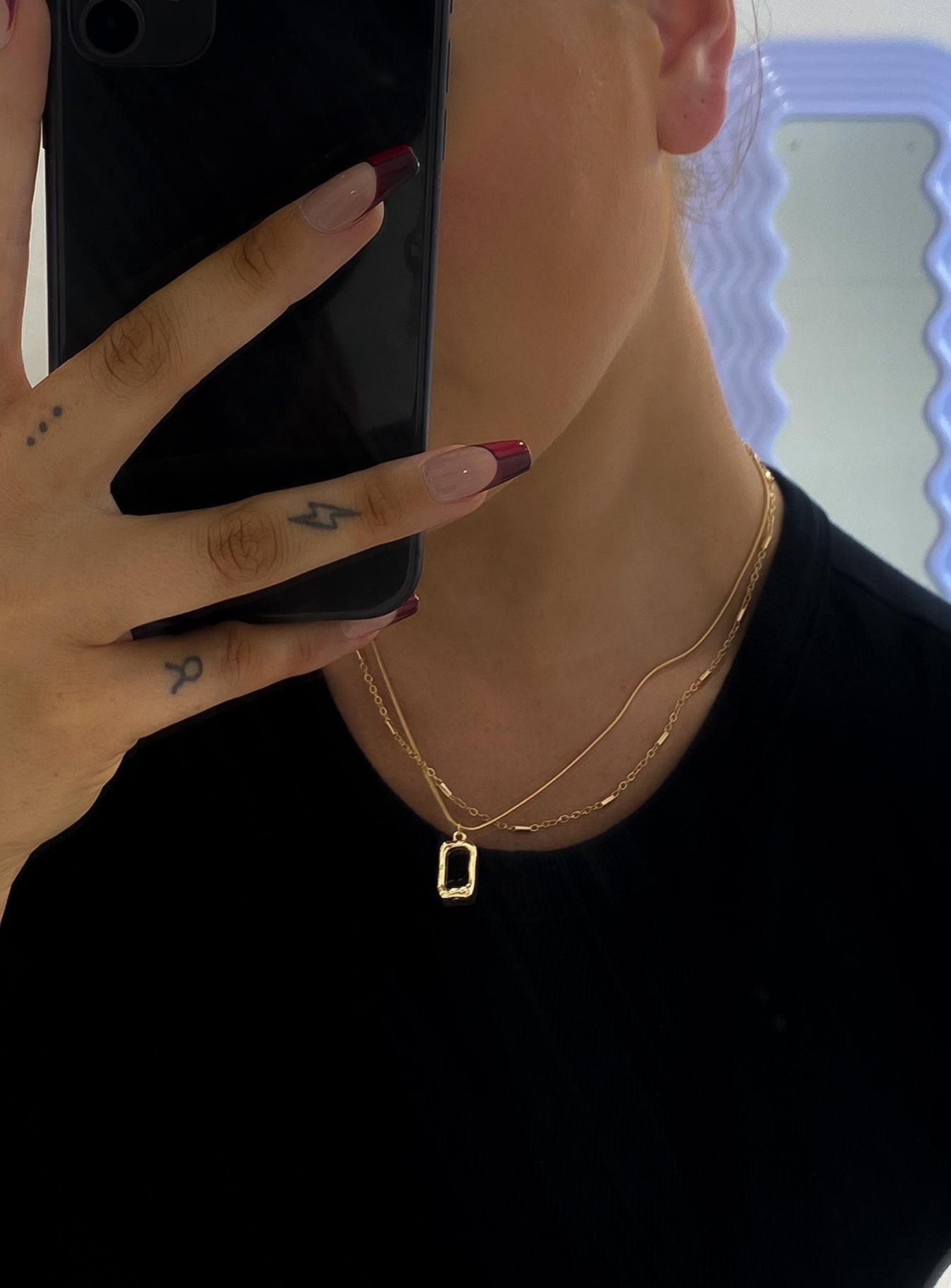 Necklace pack 80% recycled brass 20% recycled zinc Pack of two  Fixed design - these can not be worn separately  Dainty gold-toned chains  Drop charm  Lobster clasp fastening 