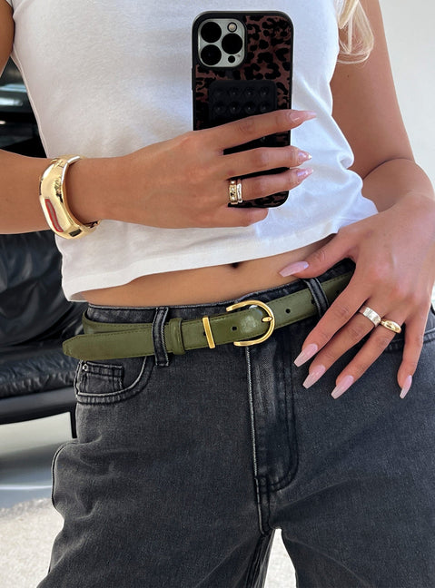 Jaslynn Belt Olive / Gold